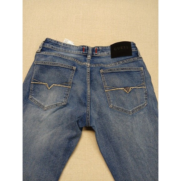 Guess Jeans Size 31x32 Mens Ultra Slim McCrae Fit Mid Rise Blue Denim - Picture 12 of 16
